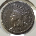 1864 "L" Bronze Indian Head Cent - VF - Pointed Bust, Bold L on Ribbon! **Rare**