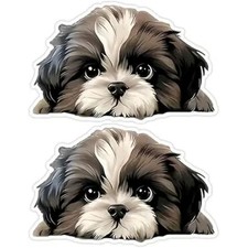 2pcs 5.12"x3.15" Cute Peeking Puppy Decal Car Stickers - Scratch Blocking - Self
