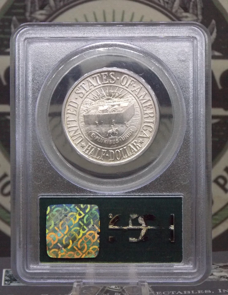 Medio dólar conmemorativo 1936 *YORK* 50c graduación profesional MS67 #627 OGH verde antiguo ECC&C Inc Foto 4 de 4