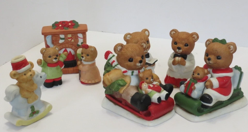 Vintage HOMCO Christmas Bears Figurines Decor 5102 and More Set of 7 - Image 3 of 4