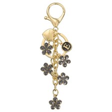 Initial Letter Keychain, Cute Flower Letter-E Keychains for Women Girls Black
