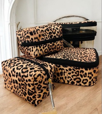 Victoria s Secret Vanity Makeup Case 4 In 1 Travel Set Cosmetic Bag Leopard