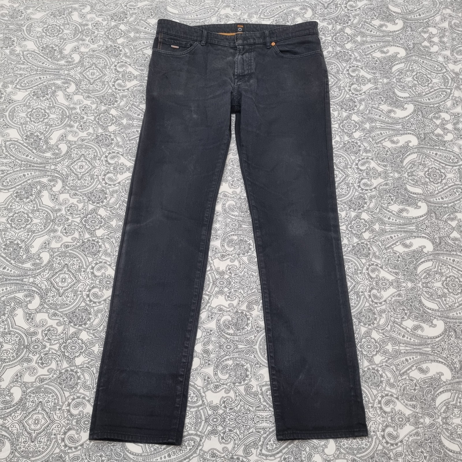 Men’s Hugo Boss Maine Dark Wash Black Denim Jeans Regular Fit W36 L34