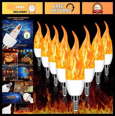 E12 LED Flickering Flame Effect Light Bulbs - 3 Modes for Chandelier & Outdoor D