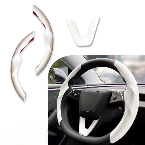 SXunacou for Tesla Model3/ModelY Steering Wheel Cover (5pcs-White)