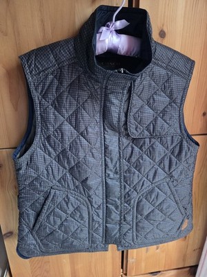Coach Women's Green & Navy Quilted Vest Size L Or XL