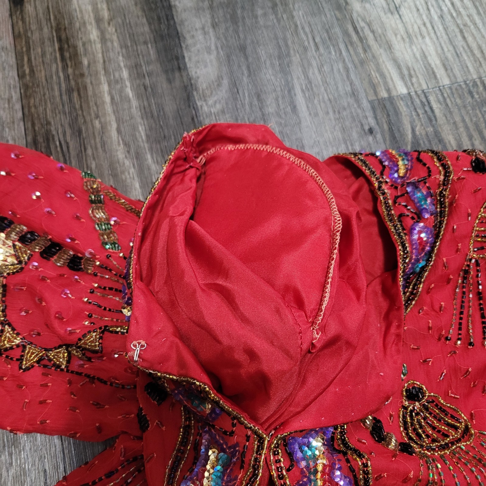 Vtg 80s 90s Laurence Kazar Silk Beaded Jacket Top Tassel Cord Evening Large