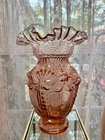 Fenton extra-large vintage pink princess feather glass vase