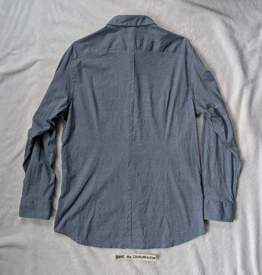 Porsche Design Cotton Blend Stretch Solid Blue Button Shirt 56 - Image 2 of 4