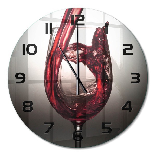 Moderne Design-Wanduhr Aus GehäRtetem Glas Rotwein Schwarze Zeiger Fi60 Cm-image