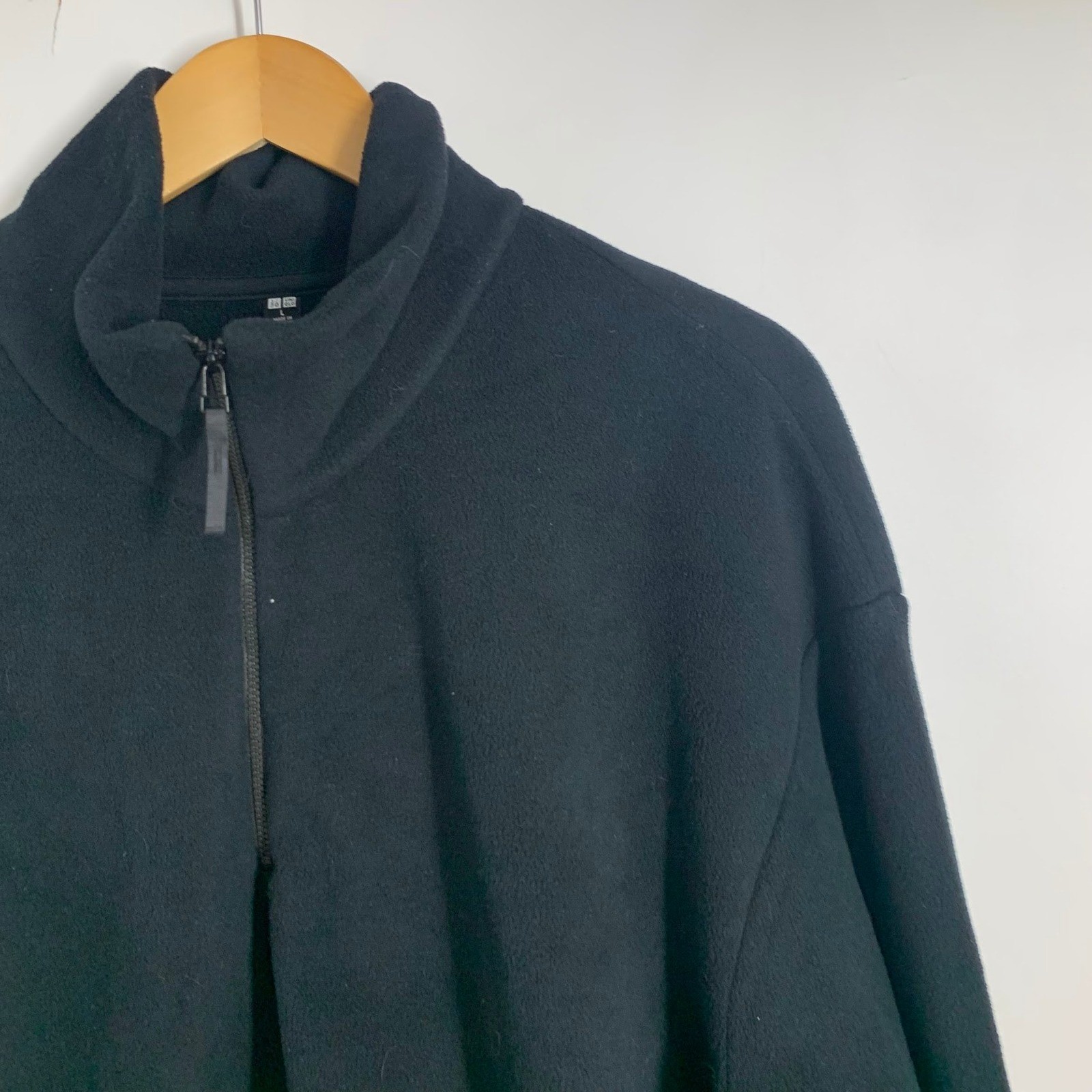 Uniqlo Mens Large Black Fleece Quarter Zip Pullover Sweater 241-449751 Recycled thumbnail 3