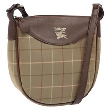 Burberrys Nova Check Shoulder Bag Canvas Beige Auth BA5115