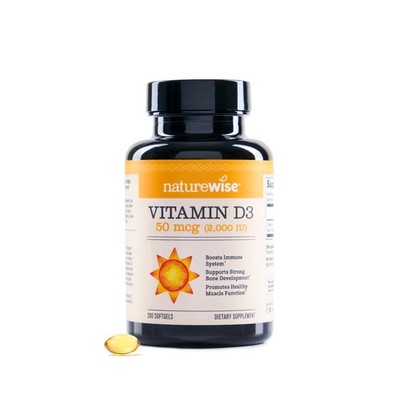 NatureWise Vitamin D3 2000iu (50 mcg) 200-Day 200 Count (Pack of 1), Yellow