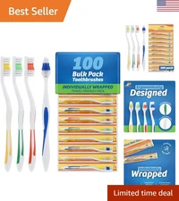Travel-Friendly Soft Bristle Toothbrushes with Ergonomic Handle - 100 Count Pack
