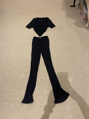 Maneire de Voir Black Knitted Kick flare Jumpsuit Xs UK
