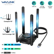 WiFi 7 BE6500 Tri-Band USB 3.0 Wireless Network Adapter 5dBi High Gain Antennas