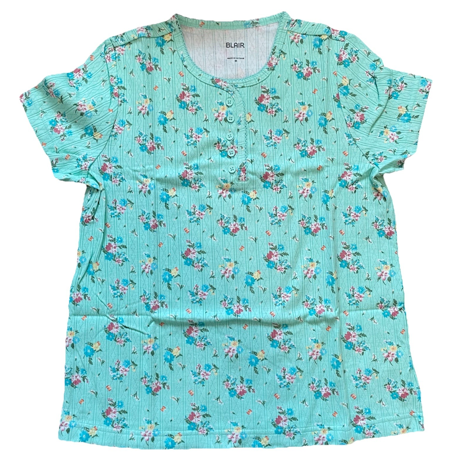 NEW Lot Of 4 Blair Short Sleeve Tops Size Medium Floral Buttons Summer Casual