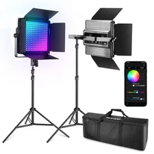 NEEWER 2 Pack RGB1200 LED Video Light 60W Photography Video Lighting Kit
