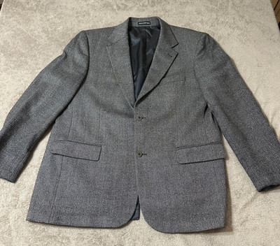 VTG Lacrosse Blazer Gray 44R 100% Lambs Wool Tweed Sport Coat Jacket Herringbone