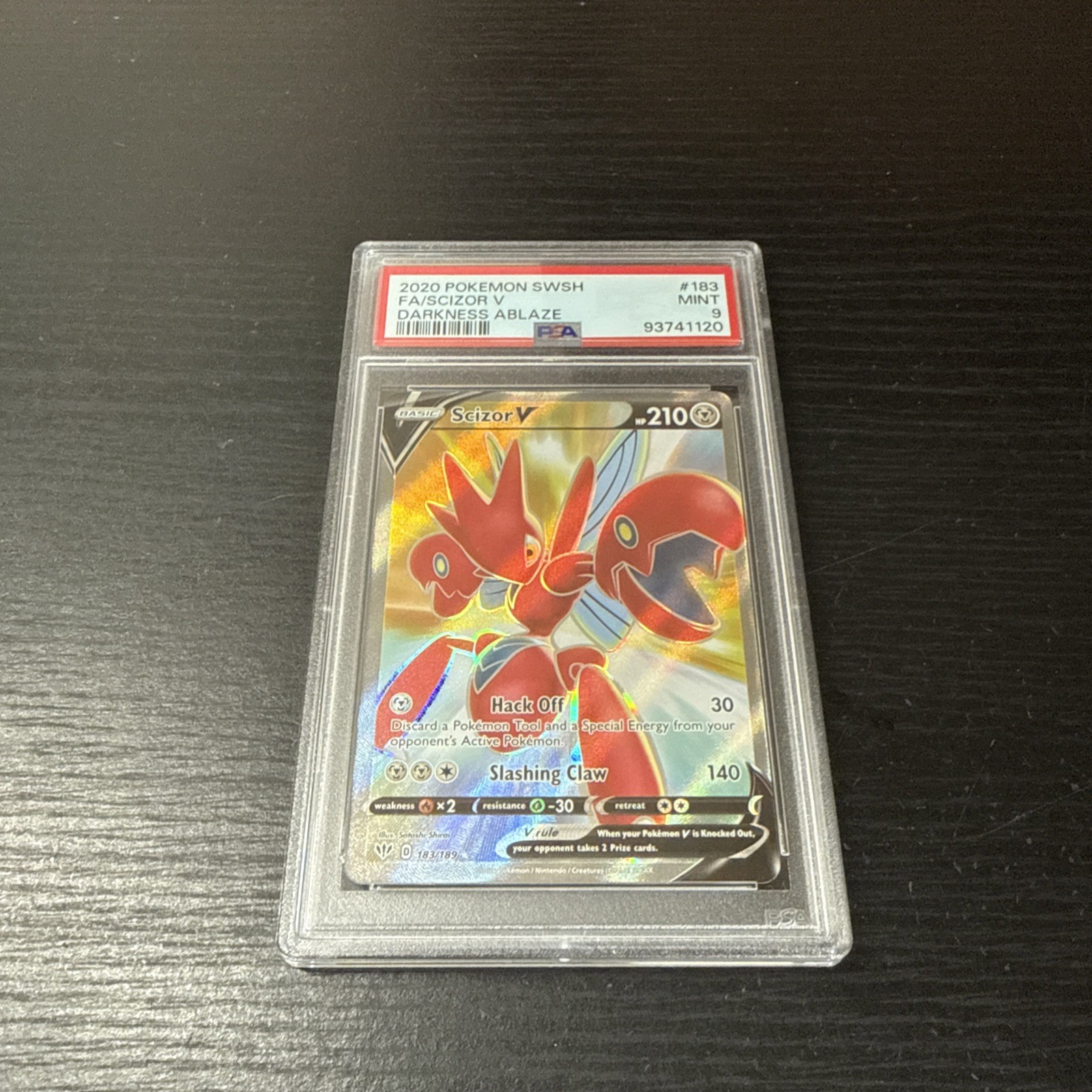 Full Art Scizor V 183/189 Sword & Shield Darkness Ablaze Pokemon PSA 9 Gem Mint