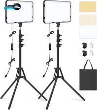 2 Pack LED Video Light with 63'' Tripod Stand, 2500-8500K Dimmable Photography