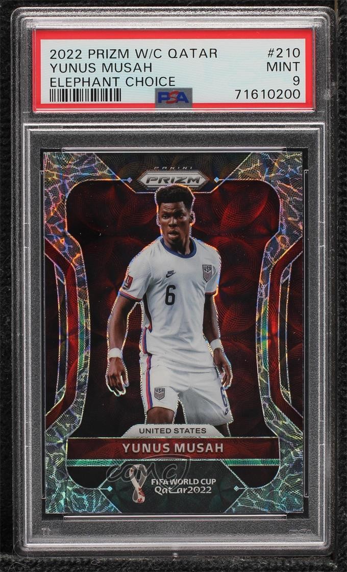 2022 Panini Prizm World Cup Qatar Choice Elephant Yunus Musah PSA 9 MINT 0go1