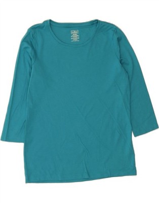 L.L.BEAN Damen Top 3/4-Arm UK 14 mittelblau Baumwolle CB03