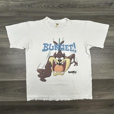 Vintage 90s Taz Looney Tunes Shirt Mens XL White Bungee Jump Made in USA Single