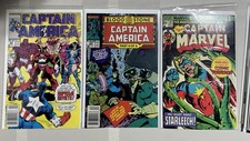 LOT of 3 Captain America 353 360 KEY Captain Marvel 40 1975 Newsstand Comic FINE