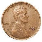 1951 Lincoln Cent Good - Very Good  (G-VG) Circulated Condition Copper Penny