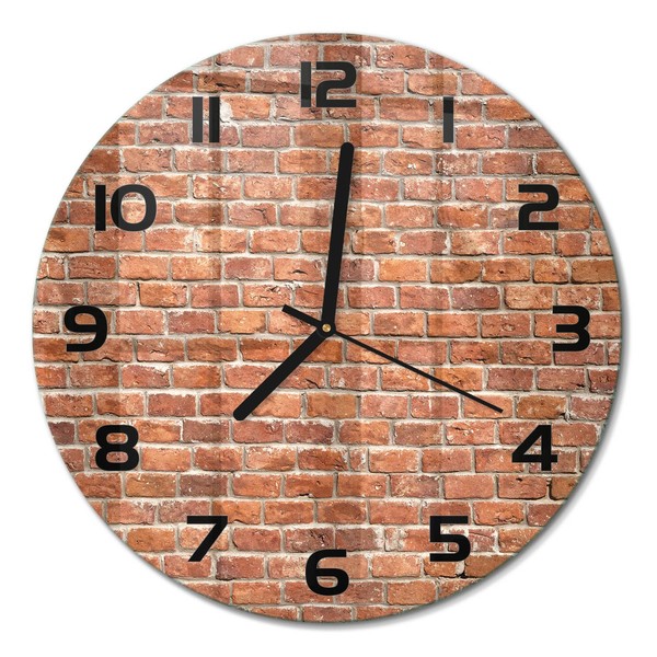 Glas-Wanduhr Aus GehäRtetem Glas Wanduhr Backsteinwand Schwarze Zeiger Fi30 Cm-image