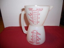 Vintage Tupperware Double Sided Wet Dry Measuring 1 Cup Hourglass Red White