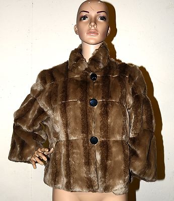New $139 INC Mouse Cropped Swing Faux Fur Jacket Coat Large