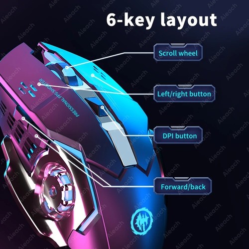 Bluetooth Mouse Gaming Computer Rechargeable Wireless Mouse USB Mechanical E-Spo - Picture 7 of 12