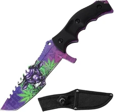 Snake Eye Tactical Full-Tang Fixed-Blade Knife 8.5" Purple Bull Camping-Hiking