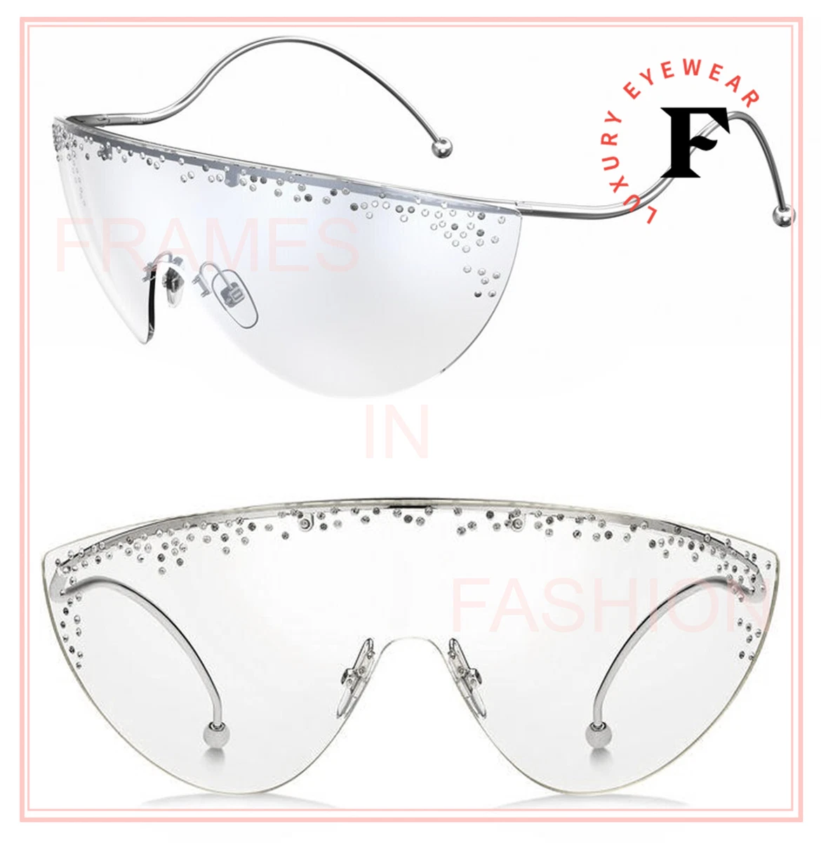 GIVENCHY Ariana 7152 Silver Mirror Crystal Mask Runway Unisex GV7152s  Sunglasses