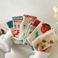 5 Pairs Womens Girls Cotton Socks Lots Fancy Floral Design Casual Crew Socks 6-9