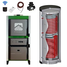 Holzvergaser Scheitholzkessel 22 kW Komplettpaket mit Hygienespeicher Holzkessel