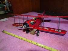 Vintage TAIYO World Toy tin Plane airplane BI-Plane Japan Rare