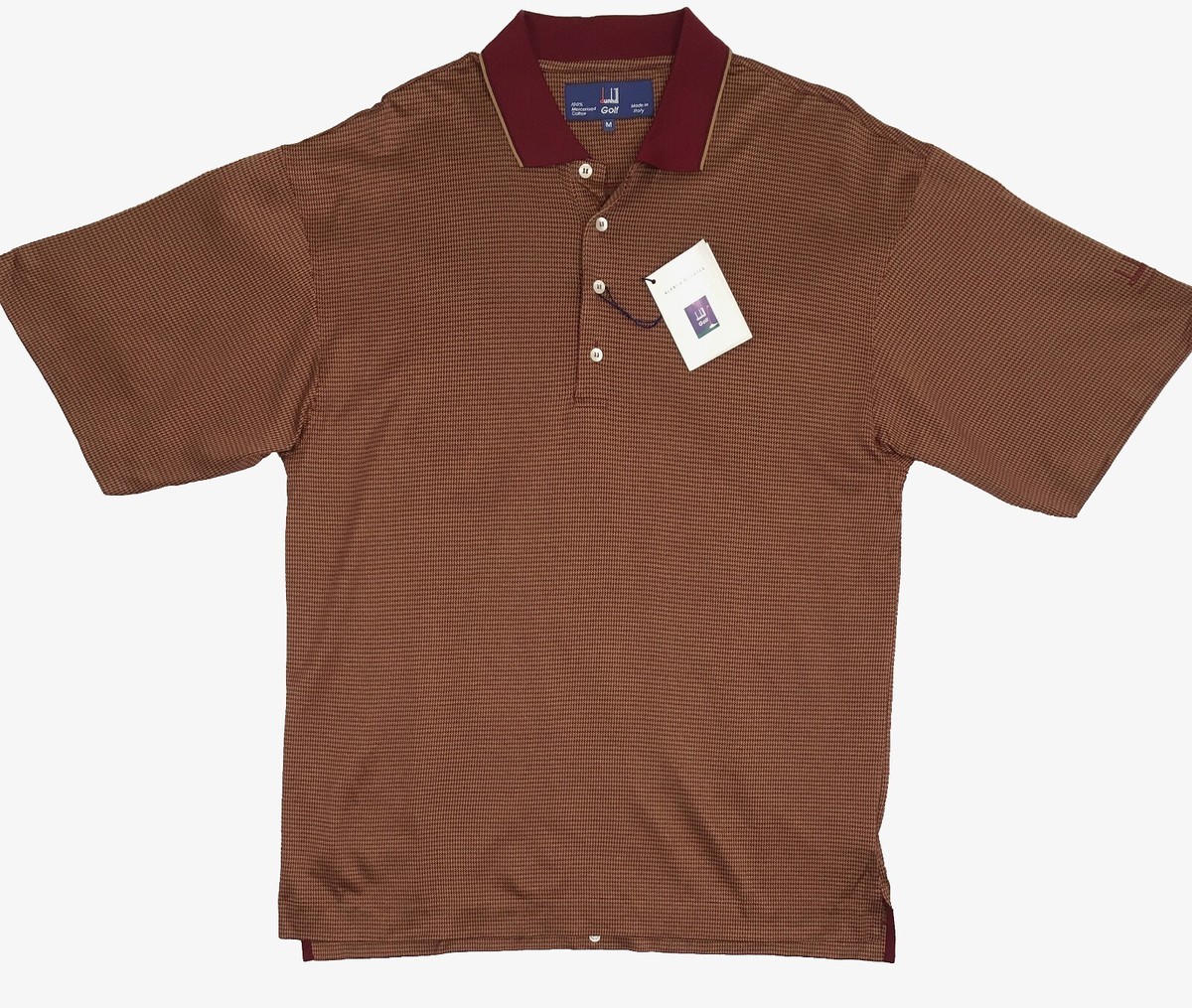 【美品】dunhill Golf ポロシャツ Lサイズ NEW Dunhill Golf Collection Golf Shirt! M or L Maroon & Tan Weave