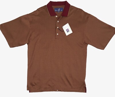 dunhill メンズ Lサイズ ゴルフ　シャツ NEW Dunhill Golf Collection Golf Shirt! M or L Maroon & Tan Weave