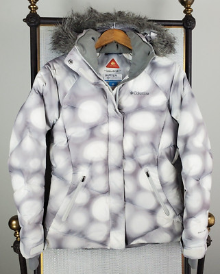 COLUMBIA Size Small Womens Duck Down Hooded Winter Jacket Coat OmniHeat White