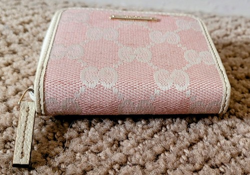 AUTHENTISCHE GUCCI GG LOGO UMLAUFENDER REISSVERSCHLUSS CANVAS MÜNZBÖRSE NEU OHNE ETIKETT BOX PINK KLEIN - Bild 4 von 12
