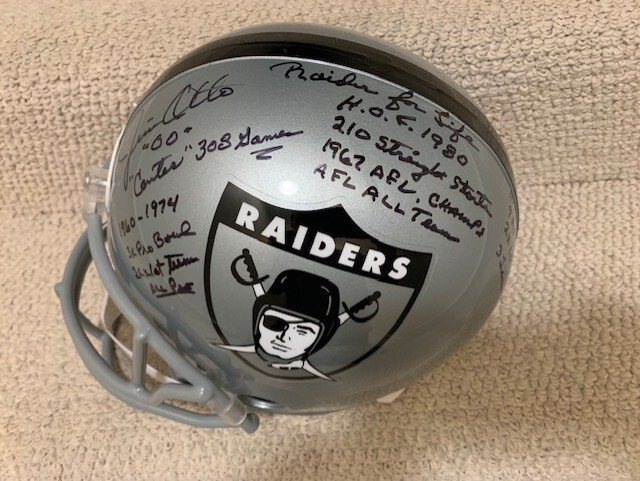 Jim Otto Autographed Signed Oakland Raiders HAND FULL SIZE HELMET 15 INSCRIPTIONS JSA 