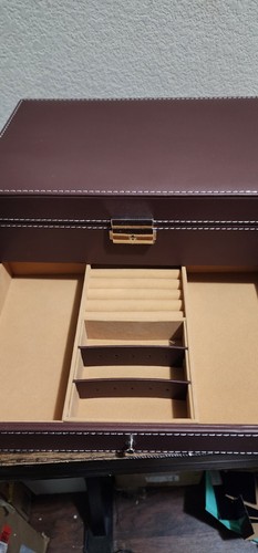 Mens 12 Slots Watch Box Case Organizer Watches Jewelry Storage w/ Drawer Holder - Picture 4 of 5