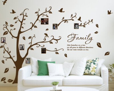 Stammbaum Aufkleber Fotorahmen Vögel Wandaufkleber Kunst DIY Wandtattoo Wohndeko