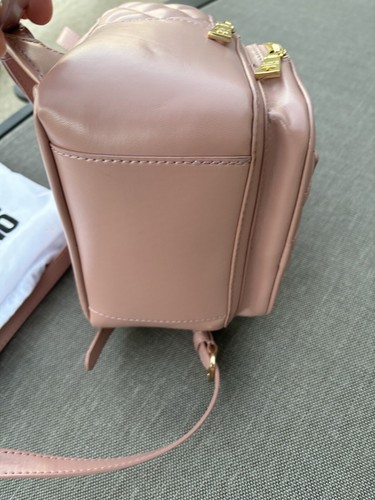 NWT Womens Love Moschino Gold Chain Light Pink Mini Zip Backpack Purse - Picture 15 of 15