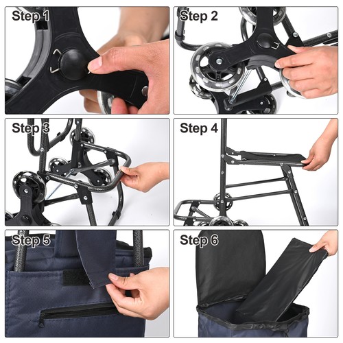 Carrello della spesa carrello della spesa pieghevole borsa da trasporto sistema 6 ruote - Foto 6 di 11