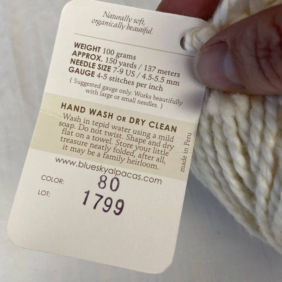 Hilo de algodón teñido cielo azul peinado 1 madeja 80 marfil blanco 150 yardas 100 g suave Foto 3 de 4