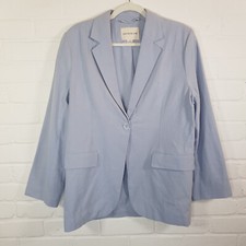 Urban Outfitters Blazer Jacket Small Uk 10 Blue Oversize Classic Linen Blend